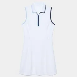 CONTRAST NYLON QUARTER ZIP SLEEVELESS POLO DRESS