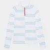 OFFSET STRIPE TECH JERSEY QUARTER ZIP PULLOVER