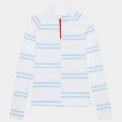 OFFSET STRIPE TECH JERSEY QUARTER ZIP PULLOVER
