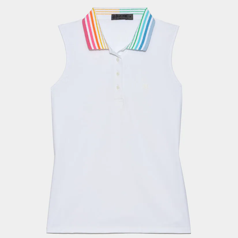 COLOUR BLEND SILKY TECH NYLON SLEEVELESS POLO