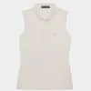 POLKA DOT JACQUARD PLEATED COLLAR SLEEVELESS POLO