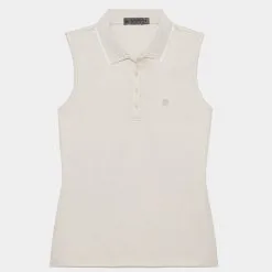 POLKA DOT JACQUARD PLEATED COLLAR SLEEVELESS POLO