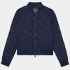 RIB COLLAR EMBOSSED BOMBER JACKET
