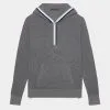 HOODED WAFFLE STITCH MERINO WOOL QUARTER ZIP SWEATER