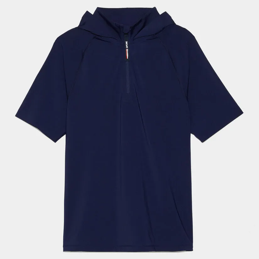 TECH NYLON SHORT SLEEVE OPS QUARTER ZIP HOODED SLIM FIT PULLOVER