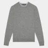 CONTRAST MERINO WOOL BLEND SLIM FIT CREWNECK SWEATER