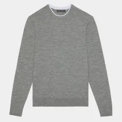 CONTRAST MERINO WOOL BLEND SLIM FIT CREWNECK SWEATER