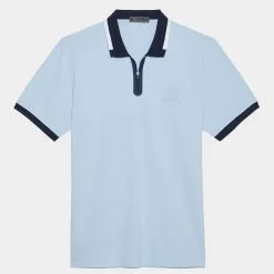 EMBOSSED LOGO QUARTER ZIP RIB COLLAR TECH PIQUÉ SLIM FIT POLO