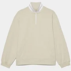 RIB COLLAR FRENCH TERRY QUARTER ZIP SLIM FIT PULLOVER