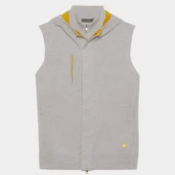 HOODED MERINO WOOL SLIM FIT FULL ZIP VEST