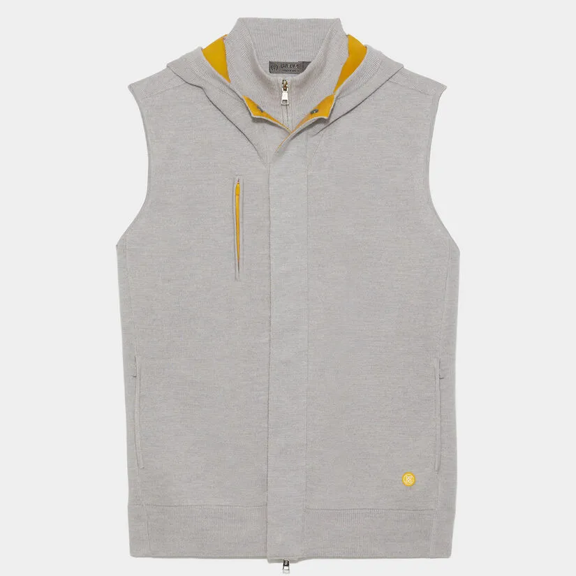 HOODED MERINO WOOL SLIM FIT FULL ZIP VEST