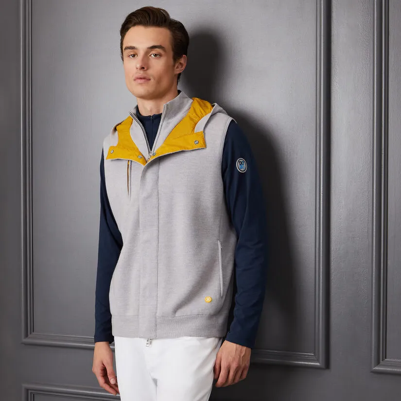 HOODED MERINO WOOL SLIM FIT FULL ZIP VEST - Image 2