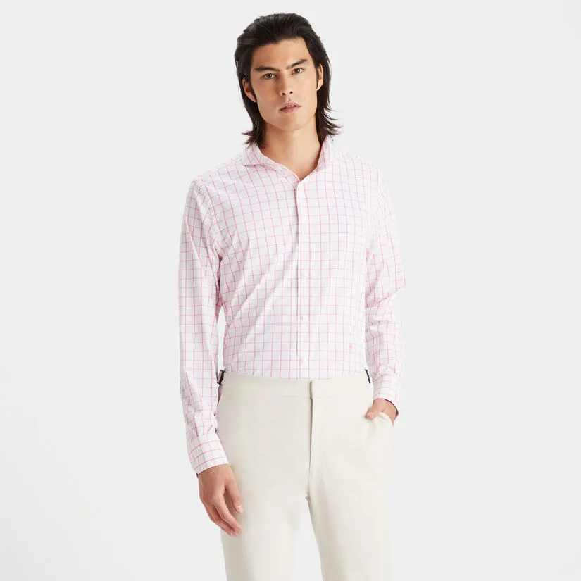 TATTERSALL PLAID MODERN SPREAD COLLAR NYLON WOVEN SLIM FIT SHIRT - Image 3